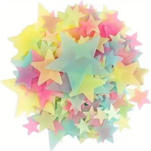 Mixed‑Color Glow‑in‑the‑Dark Star Stickers 100pcs​ – Pastel Color Palette, Soft Gradient Effect, Self‑Adhesive Backing, Easy Peel & Stick, Night‑Time Glow, Wall & Ceiling Decoration, Removable Design.