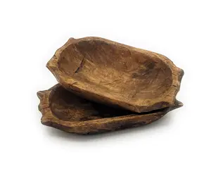 9"-10" Long Itty Bitty Rustic Dough Bowl With Handles- The Mini Big Horn