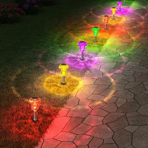 Solar Outdoor Lights, 8 Pack  Solar Mushroom Lights for Garden Yard Pathway Path Walkway Driveway Lawn Landscape Outside Decor, Yellow Green Purple Red