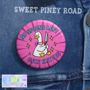 Silly Goose Pin, Angry Duck Pinback, Funny Cursed Humor Buttons, Pink Themed Violent Ducks