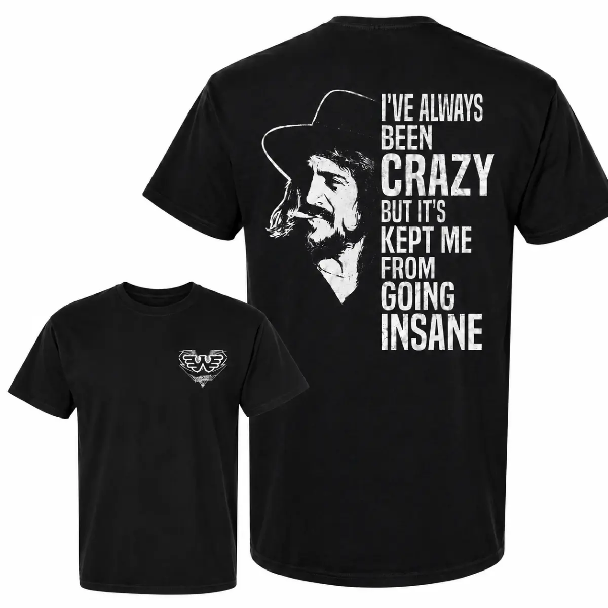 Waylon Jennings I've Always Been Crazy T-Shirt, Vintage Outlaw Country Graphic Tee, Ramblin' Man Quote Shirt, Classic Country Music Tee, Western Cowboy Apparel, Retro Nashville Country Fan Gift, Unisex Vintage Concert T-Shirt