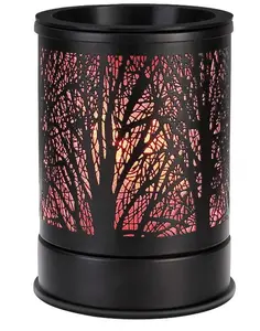 Fragrance Wax Melts Warmer - Classic Black Forest Design LED Changing Light Metal Iron with 7 Color Options