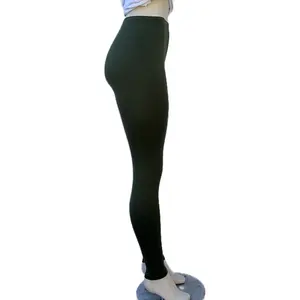 Olive Women's High Waisted Leggings - Basic Comfort Stretch Soft Stylish Bottoms - Womenswear