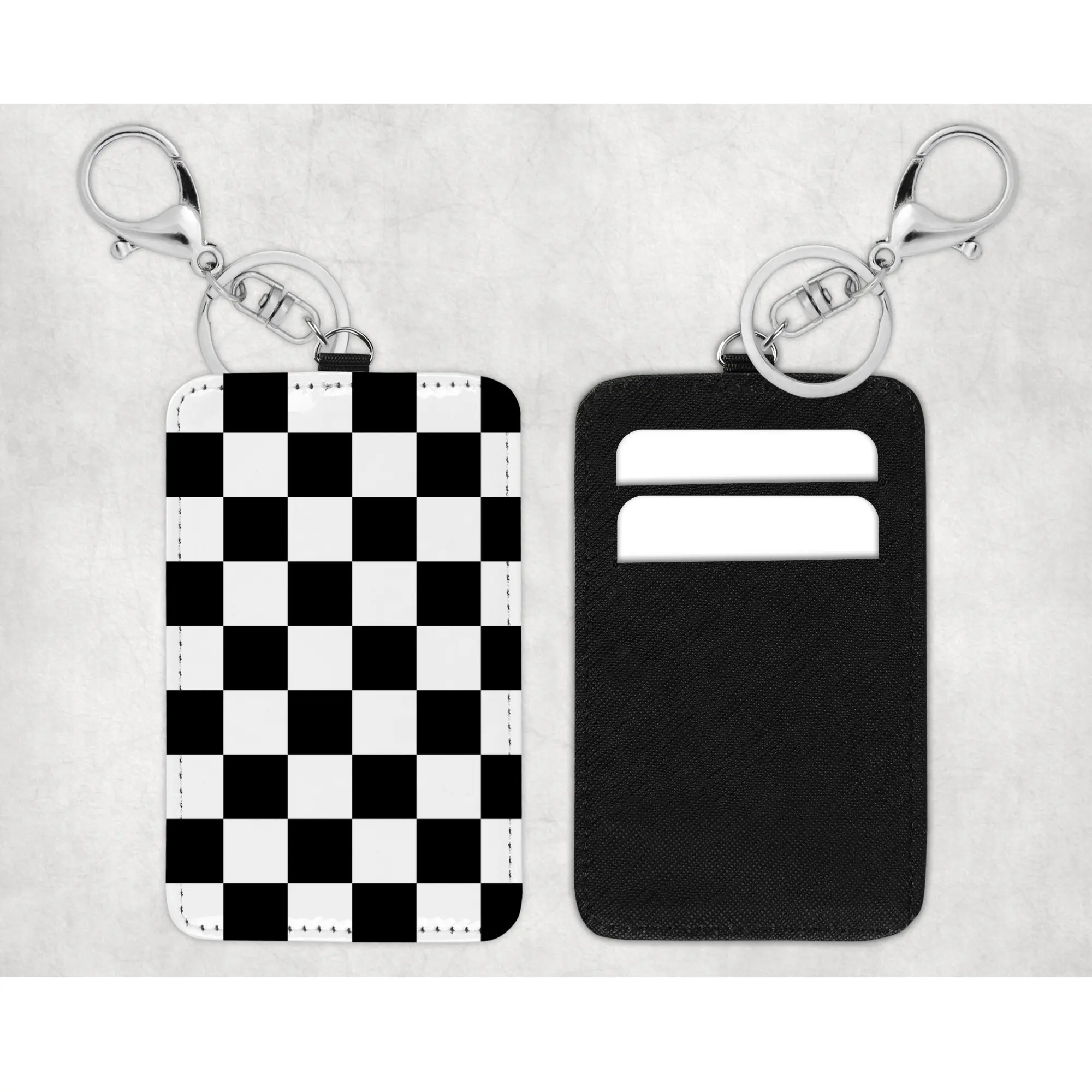 Checkered Card Holder Keychain