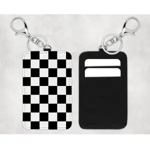 Checkered Card Holder Keychain
