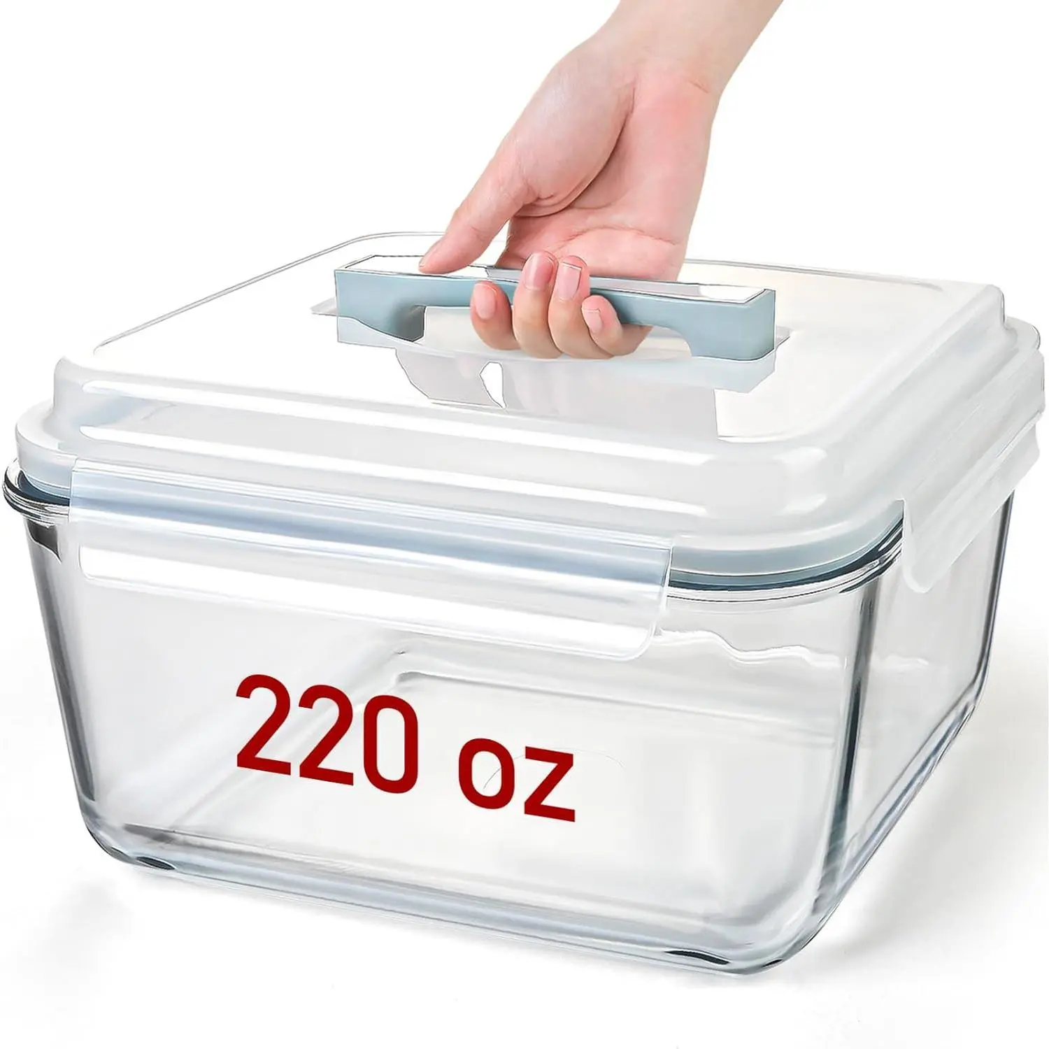 Large Glass Storage Containers with Lids, Watermelon Containers, Extra Large Glass Food Storage Airtight, Big Glass Containers Potluck, XL Glass Food Storage for Turkey Rotisserie Chicken, 220oz/28cup