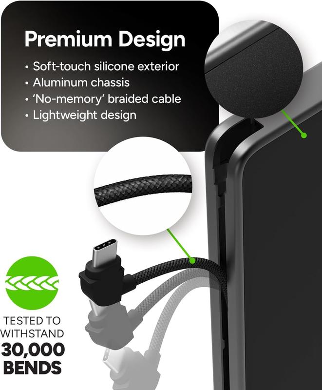 mophie Powerstation Plus Power Bank - Has Integrated USB-C and Lightning Cables, Fast Charging for Smartphones, Tablets, and iPhones