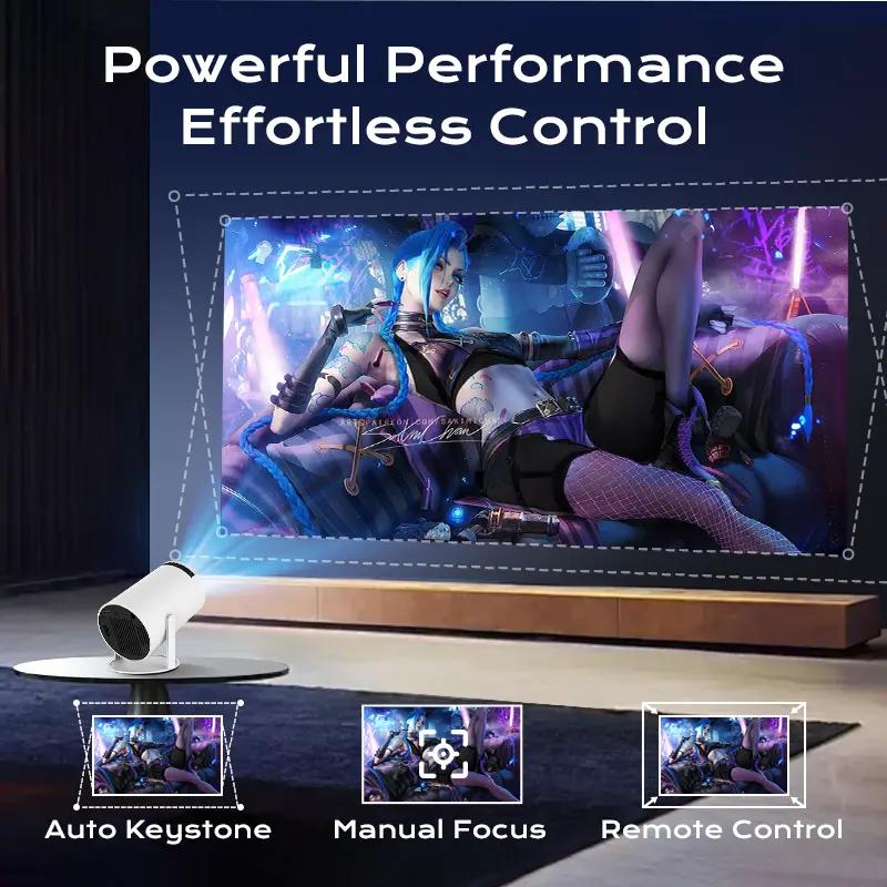 Mini HY300Pro+ Projector Android 14 290ANSI Lumens 8K Decoding Built-in Speaker Allwinner H726 with 5.8G&2.4G WiFi 6 & BT 5.4 720P Full HD for Audio Bluetooth Mini Portable Outdoor Gaming Home Theater