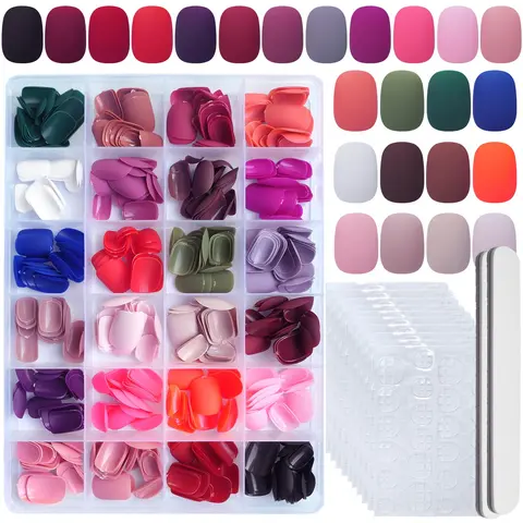 Short Square Fake Nail Kit, 576pcs/set Matte Short Press on Nails Kit with Storage Case, Square Matte False Nails, Nails Press Ons for Women Girls, Nailkit, Nail Item