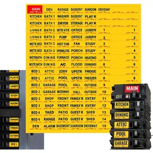 Premium Durable Circuit Breaker Labels, Electrial Panel Labels,129 Waterproof Fuse Box Stickers, Easy to Read and Install (Yellow, 1)