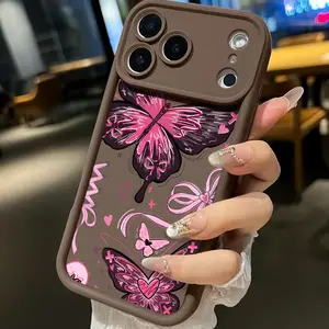 Sweet & Cool Butterfly Graffiti Phone Case Featuring A Thickened Soft Tpu Back And Raised Camera Step Design Blending Cloud-Like Comfort With Reliable Lens Protection For iPhone 17 16 15 14 13 12 11 X XS