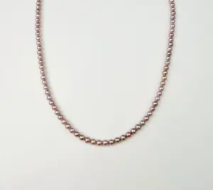 【Live】PEARLISM Sakura Pink Freshwater Akira Pearl Necklace | 3-4m Full-string Necklace -AFAN021
