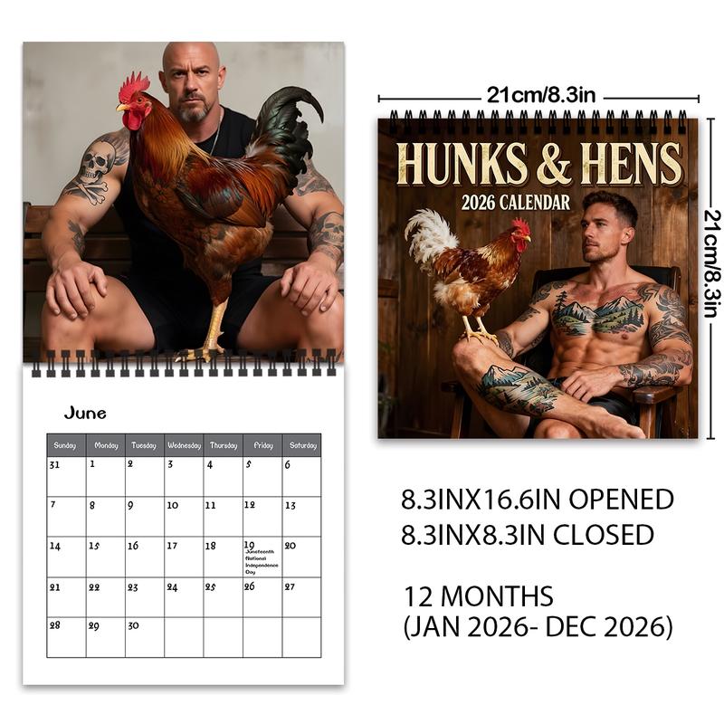 2026 Farm Theme Wall Calendar, 12 Months Colorful Illustrations, 7.9in X 7.9in Perfect Size, Cute Fun Art Decor Gift, Ideal for Home Office Enthusiasts, Wall Planner