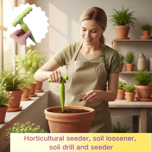 Garden Seed Planter, Soil Loosener Drill, Handheld Seeder for Pots & Lawns, Portable Garden Planting Tool, Seed Drilling Machine