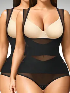 2-Pack Women's Tummy Control Bodysuit – Seamless Shapewear Faja With Butt Lifter And Waist Cincher Compression Fit