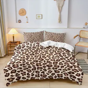 Timeless classic leopard print duvet cover set 2/3 pieces,includes 1 count Duvet cover and 1/2 pillowcases without Filler, Luxurious and wild leopard print duvet cover, anti-pilling duvet cover, stylish home decor bedding.