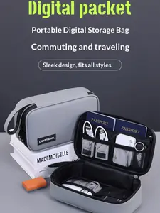 Luxury Waterproof Digital Storage Bag, Portable Layered Cable Organizer, Large Capacity Travel Tech Pouch, Charger Power Bank Hard Drive Passport Holder