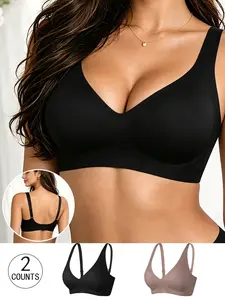 2 Pack / 4 colors, Backless, seamless jelly bra and bralette. 2 rows of 4 buttons. Adjustable for shaping and supporting during exercise. Suitable for daily wear, parties, yoga. Comfortable Fit, skin-friendly, figure-hugging. Women's unlined bralette
