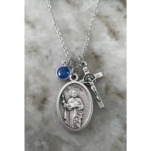 Saint Thomas the Apostle Silver Charm Necklace Patron Saint of Architects Personalized Catholic Gifts Confirmation Gifts St Thomas Necklace