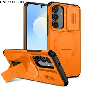 Lens Protect Camera Phone Case for Samsung S26 S25 Fe S24 S23 Ultra S22 Plus A17 A36 A56 A16 A15 A35 A55, Protective Magnetic Kickstand Cover