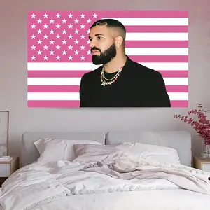 3x5ft Drake Flag Drake Pink American Flag for College Room Indoor and Outdoor Decoration Welcome Photo Backdrop with Brass Grommet