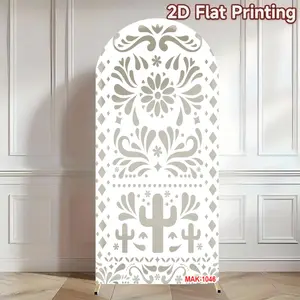 Gray Mexican Fiesta Birthday Party Bride Shower Wedding Custom 2-Sided Covers Chiara Arch Background Decor Backdrop Photo