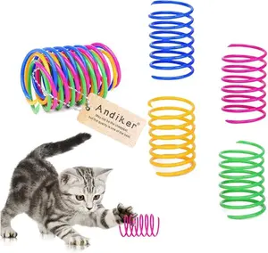 Interactive Cat Spiral Creative Spring Toy to Kill Time and Keep Fit, Sturdy and Heavy Plastic for Swatting, Biting, Hunting Kitten Toys, Colorful, 12 pcs