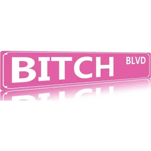 Bitch BLVD Aluminium Metal Sign Wife Girlfriend Funny Vintage Slim Street Aluminium Signs 16 x 4 Inch Wall Art Decor Iron Poster for Home Farmhouse Bar Cafe Garage Indoor Outdoor Gift