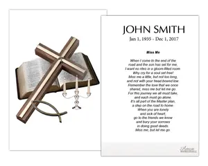 Personalized Memorial Prayer Cards FPC1018EN 2.5" x 4.25" High-Quality Satin Card Stock Optional Lamination for Wake Services Customizable with Name and Optional Lamination for Durability