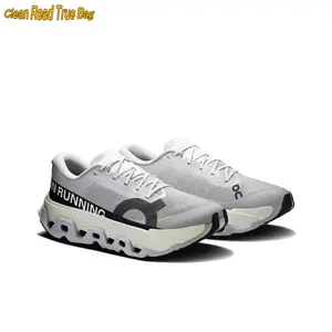 Lightweight Grey Low-Top Running Shoes, Breathable Engineered Mesh Upper with Black Accent Stripe, Ultra-Cushioned Geometric Cutout Sole, Ideal for Gym, Running & Athleisure Streetwear