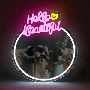 Hello Beautiful Neon Light, USB Powered LED Glowing Wall Mounted Light, Decorative Light for Girls Bedroom, Dressing Room, Dance Studio, Bridal Shop