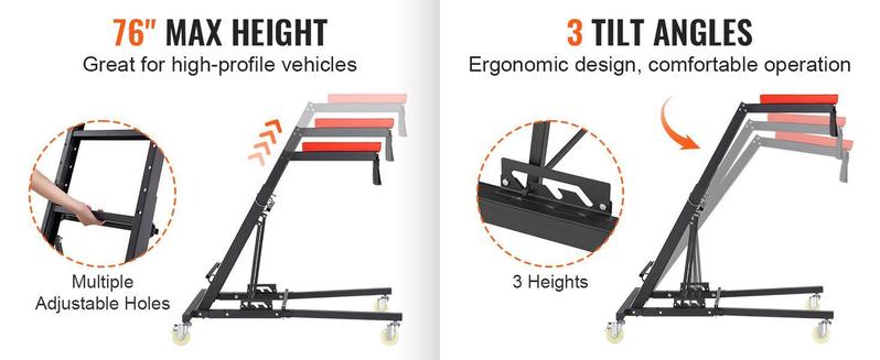VEVOR Automotive Top Creeper, TikTokShopBlackFriday, with Adjustable Height 48" to 76", 400 LBS Capacity High Creeper, 4 Swivel Caster Wheels, Heavy Duty Foldable Creeper for Auto Repair and Maintenance