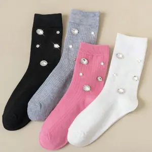 Beautiful rhinestone embellished soft comfy calf high socks. Stunning in person! Womenswear Breathable Ankle