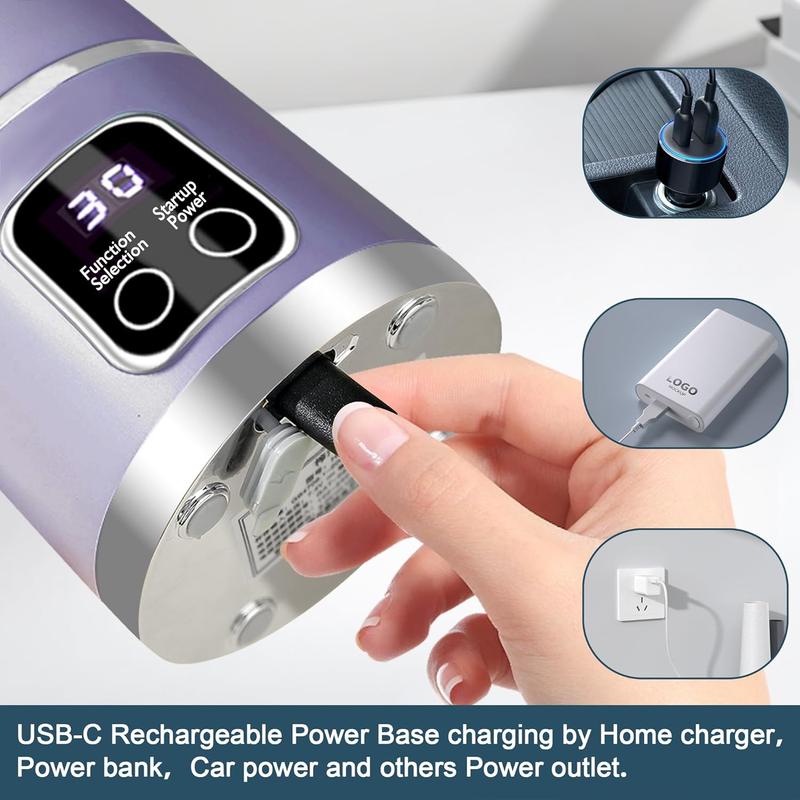 Smart LED Portable Blender Personal Juicer for Shakes,Fresh juice and Smoothies - 20 OZ Electric Protein Shaker Bottle with Insulated Sleeve, Travel Lid, USB-C Rechargeable - 12 blades,with strong blending Small Blender Cup for Kitchen, Office, Gym