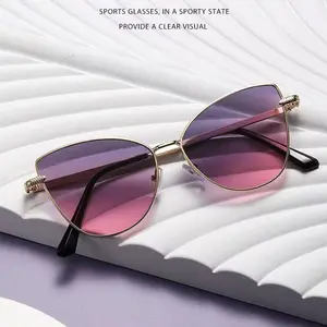 Women's Full-Rim Metal Frame Glasses - Anti-glare lenses, Metallic cat eye shape with Clear to Darkening Transition, Minimalist Everyday & Formal Eyewear for Women Professionals, Zinc Alloy Frame & Lightweight Lenses & Metal Hinge, Decorate Function