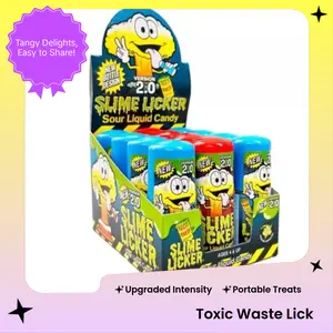 Slime licker Toxic Waste  2.0 Liquid Candys Blue Raspberry & Strawberry, Roller New Version 2 Fl Oz - 12 Per Box (8 Blue Razz, 4 Strawberry Snack Sour mango cotton