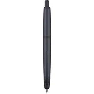 20 Press Fountain Pen, Matte Black Retractable Extra Fine Nib with Ink Converter Set (Black Clip)
