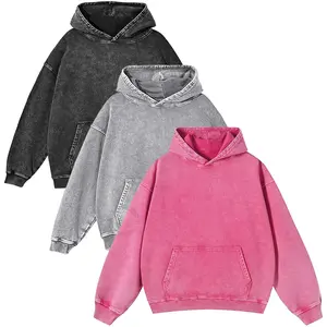 Holafish Casual Unisex Oversized Hoodies Pullover Acid Wash Plain Preppy Streetwear Vintage Hooded Sweatshirt for Everyday Wear & Gifts