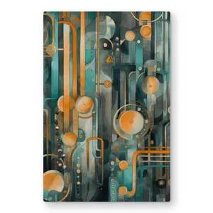 212 MAIN Lightweight 20x30 in. Artistic Aluminium Stars Astrological Machinery Orange Metal Print Wall Art - Home, Universe-Themed Room Decor (MWW C1MP2030KPZ9XF)