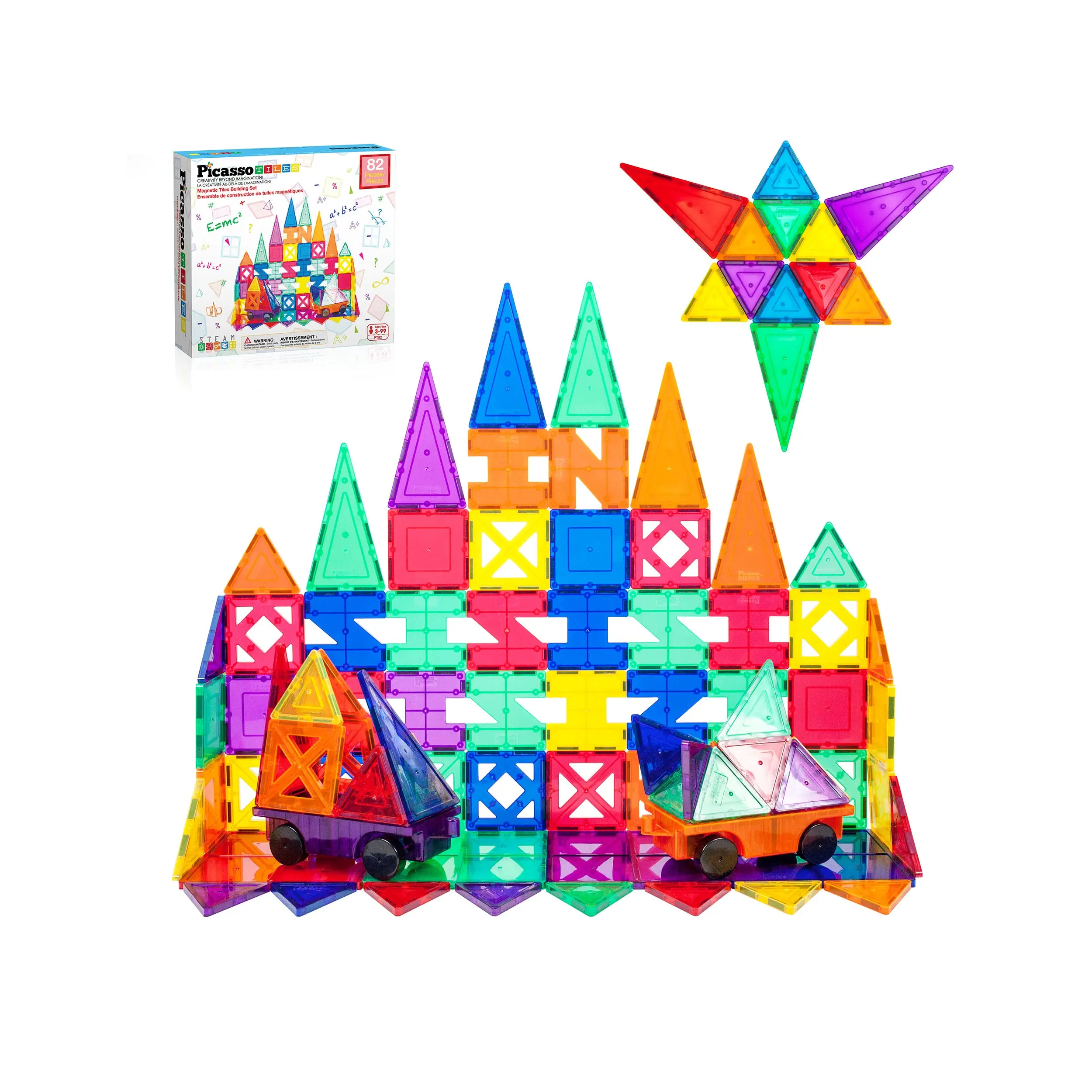 PicassoTiles Magnetic Tile Creativity Builder Set (82 Pieces)