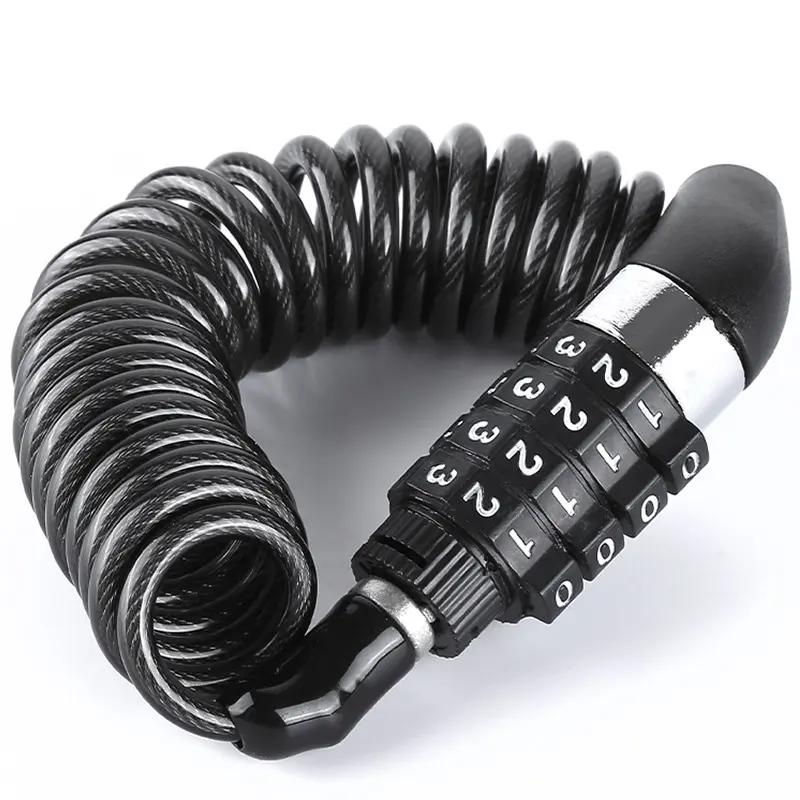 1pc Bicycle Lock Steel Cable Chain Security Password 4 Digit Lock Anti-Theft Combination Number Code Safety Cycling Accessories Bike Bicycle Accessories