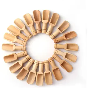 12PCS 3 Inches Small Wooden Scoops Little Wooden Spoons for Jars Bath Salts