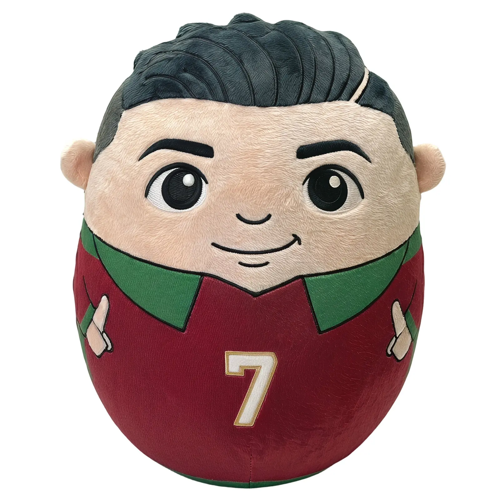 Cuddly Stuffed Animals Sports Figure Toy - Soft Adorable Stuffedtoy with Bold Number 7 Jersey, Red-Green Soccer Star Design, Cartoon Expression, for Collectors, Couch Decor