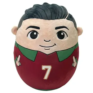 Cartoon Football Legend with Number 7 Jersey Plush Figure Toy, Cute Red Green Soccer Star Stuffed Animal Plush Pillow, Sports Fan Character Cushion for Collectors And Room Decor