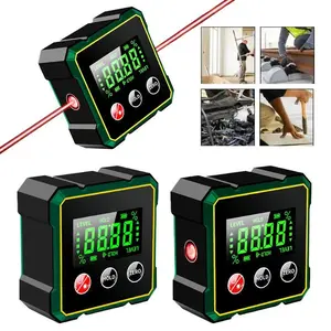 4-Side Magnetic Digital Angle Finder, Electronic Laser Level Box, ±0.1° Precision Cube Inclinometer with Backlight, Table Saw Protractor for Woodworking Construction Hanging DIY