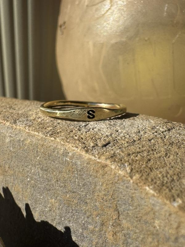 Handcrafted Initial Brass Ring with Unique Design and Durable Material Perfect for Everyday Wear and Ideal Gift