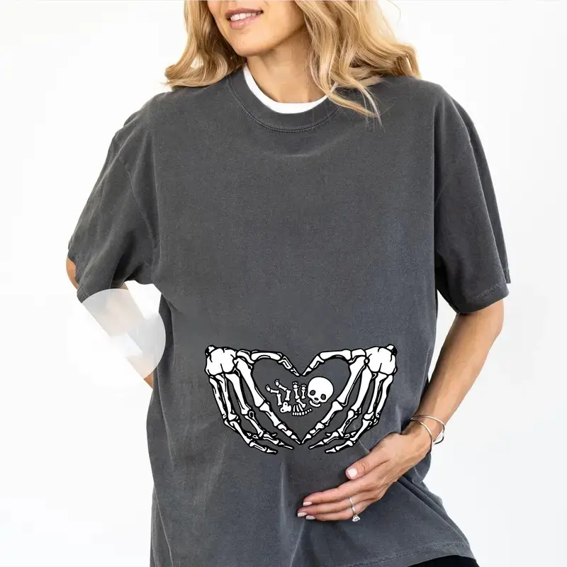 Pregnant Skeleton Shirt, Skeleton Baby Halloween Maternity Shirt, Pregnancy Mom Gift Maternity Shirt With Baby Skeleton