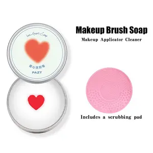 Gentle Makeup Brush Cleaner Soap with Silicone Pad, Alcohol Free Deep Cleansing Formula for Conditioning Bristles and Daily Beauty Care