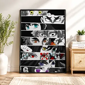 Demon Slayer Anime Poster |   Anime Eyes Canvas Wall Art for Bedroom, Living Room & Home Decor