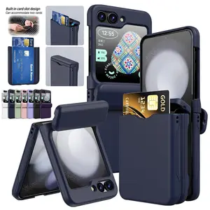 Wallet Case for Samsung Galaxy Z Flip 7/6/5/4/3 with Card Holder, Built-in Card Slot Wallet Phone Case Hinge Protection Shockproof  Anti Scratch Matte Hard Cover